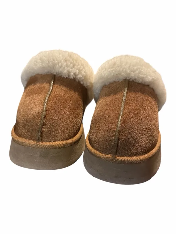 UGG  Chestnut Suede Shearling Cuff Slip-Ons - Image 2