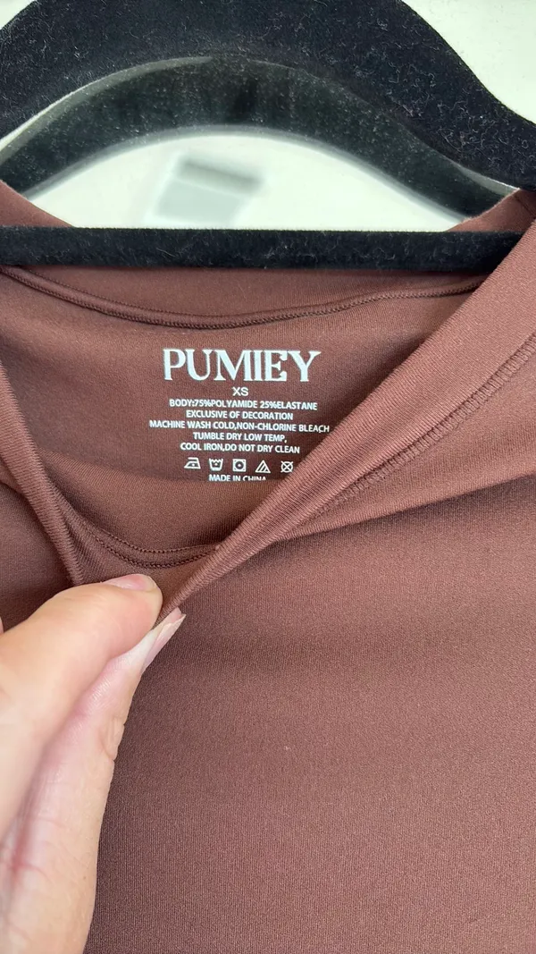 Pumiey Double Lined Fitted Brown T-Shirt - Image 3