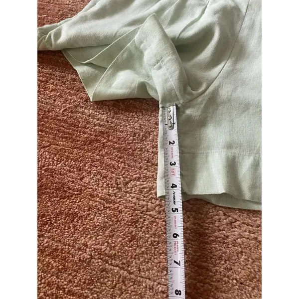 Abercrombie Fitch mint green linen belted high waist shorts size XS - Image 6