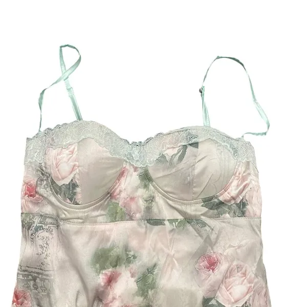 Bustier Satin Slip Bodycon Midi Floral Dress in Multi, Size S​ - Image 2