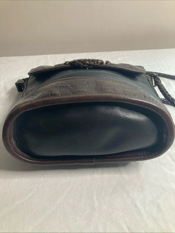 Brighton Cheryl Crossbody Bag Braided Leather Brown Silver Heart Fab - Image 13