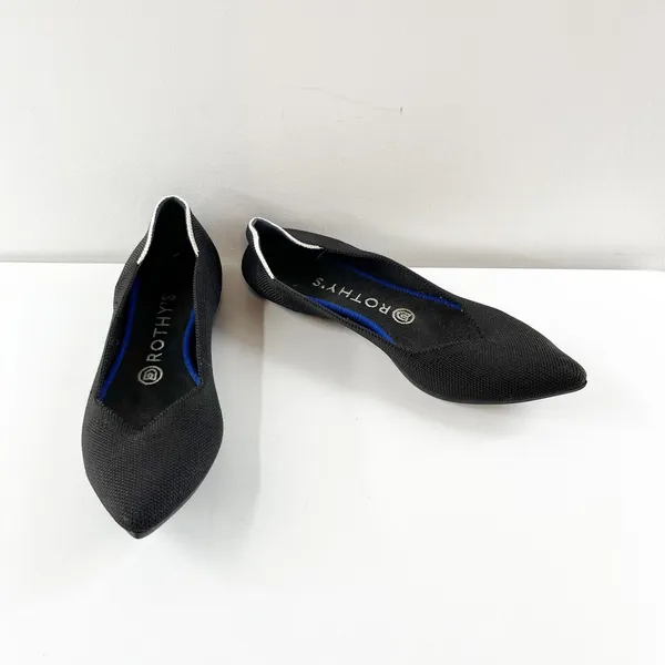 Rothy's The Point Knit Slip On Pointed Toe Ballet Flats Shoes Black 7.5 - Image 3