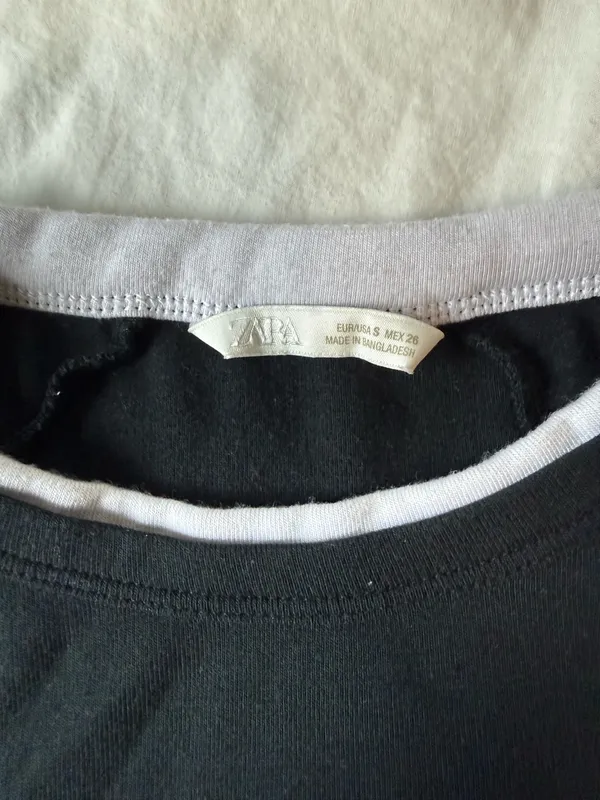 Zara White and Black Layered Baby Tee - Image 2