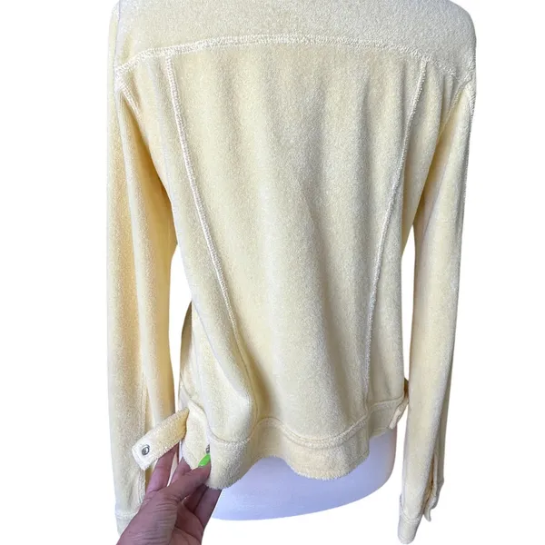 VTG 00s Juicy Couture Terrycloth Track Jacket Butter Yellow Made in the USA Tag - Image 3