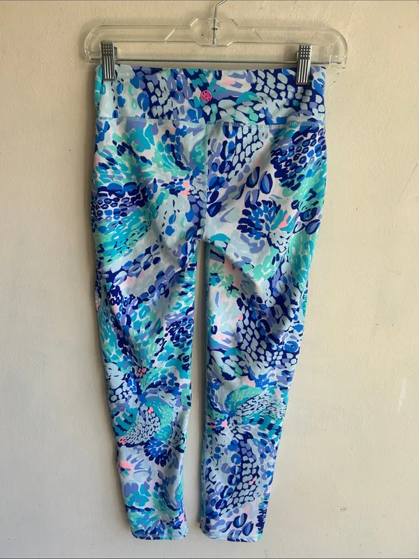 Lilly Pulitzer Luxletic Weekender Oasis Wave After Wave Cropped Leggings Sz Sm - Image 9