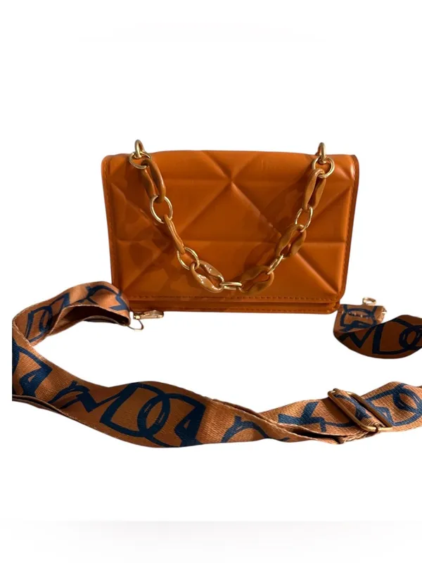 Quilted Faux-Leather Mini Shoulder Bag with Chain Detail - Image 2