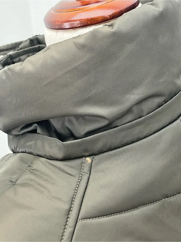 Kenneth Cole New York Olive Green Womens Quilted Puffer Coat Jacket Size Medium - Image 5