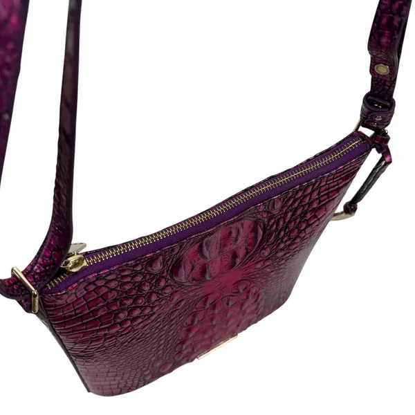 Brahmin Katie Crossbody Bag Metallic Pink Leather Crocodile - Image 10