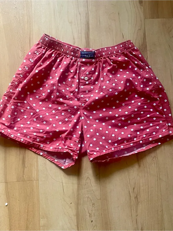 Ralph Lauren Red White Polka Dot Cotton Boxers Medium - Image 2