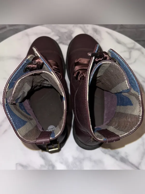 Dr. Martens Aimilie Foldover Leather‎ Boots Oxblood Union Jack 10 EUC - Image 5