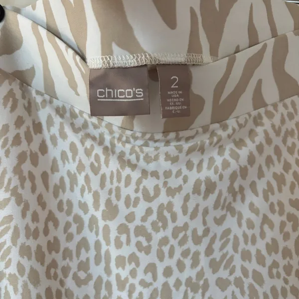Chico’s Size 2 White‎ Tan Animal Print Maxi Skirt Slit Pull On Chicos Size Large - Image 6