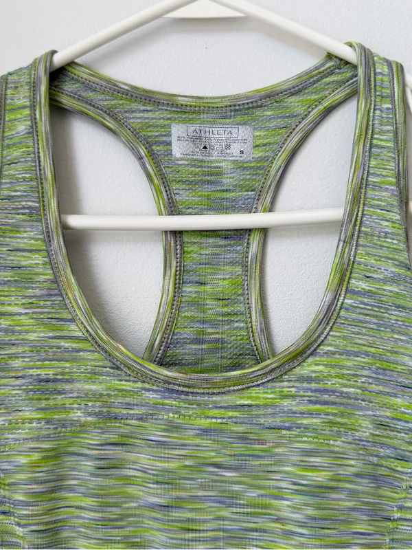 Athleta Fast Track Space-Dye Racerback Tank Top in Green and Gray Size Small - Image 5