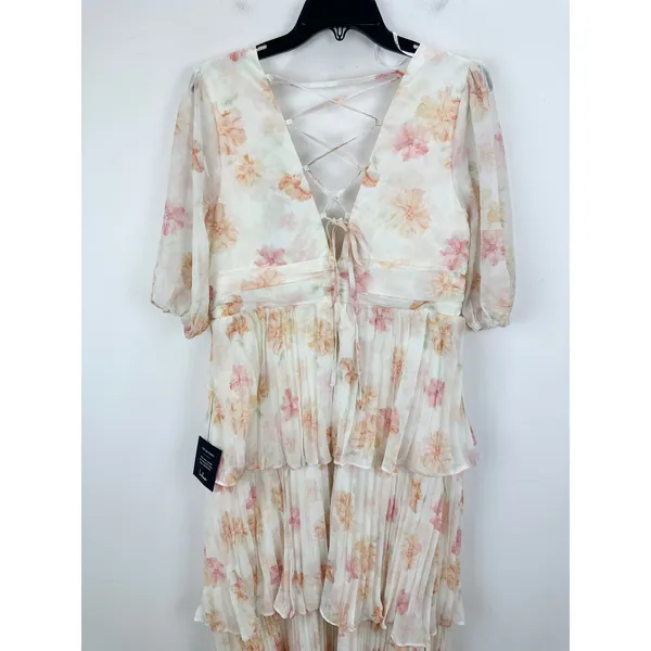 Lulus Jadia Ivory Floral Pleated Tiered Midi Dress Cocktail Party XL NWT - Image 11