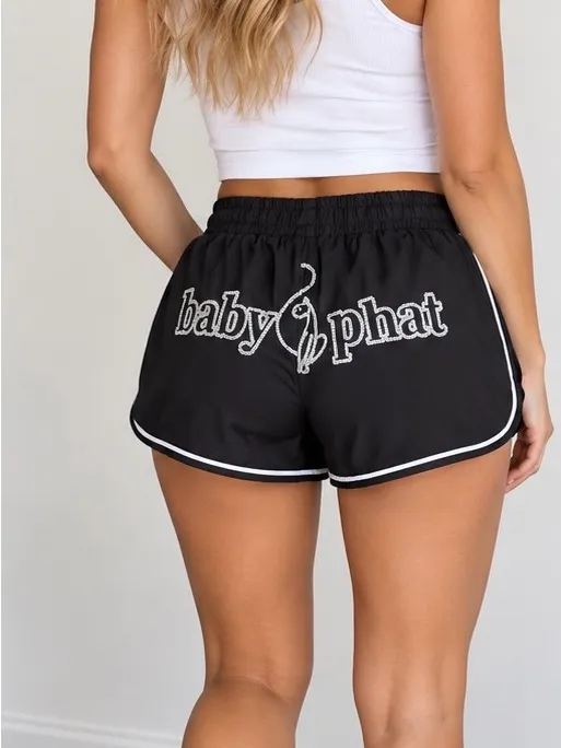 Baby Phat Black Athletic Shorts with White Piping - Image 3