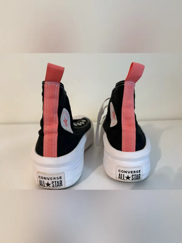 Converse Women’s Black High-Top Canvas Sneakers with White Sole - Image 3