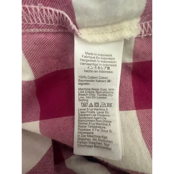 J Crew Button Down Women M Pink Buffalo Plaid‎ Flannel Casual Classic Outdoor - Image 5