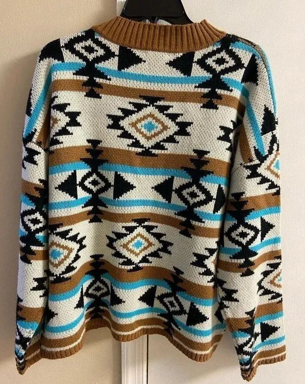 Savanna Jane sweater Aztec tribal southwestern fair isle pullover sweater Large - Image 4