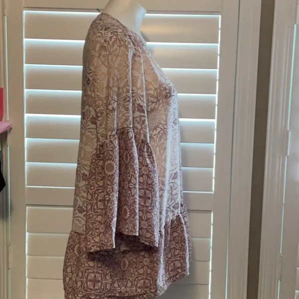 Cato Pink Ruffled 3/4 Sleeve Blouse - Image 2