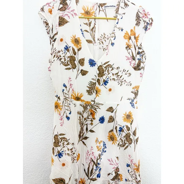 Reformation Deven Floral Print Ruffle Sleeve Mini Dress Feminine Coquette Chic - Image 10