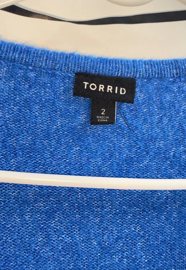 Torrid Blue Vegan Cashmere Pullover V-Neck Surplice Sweater - Image 5
