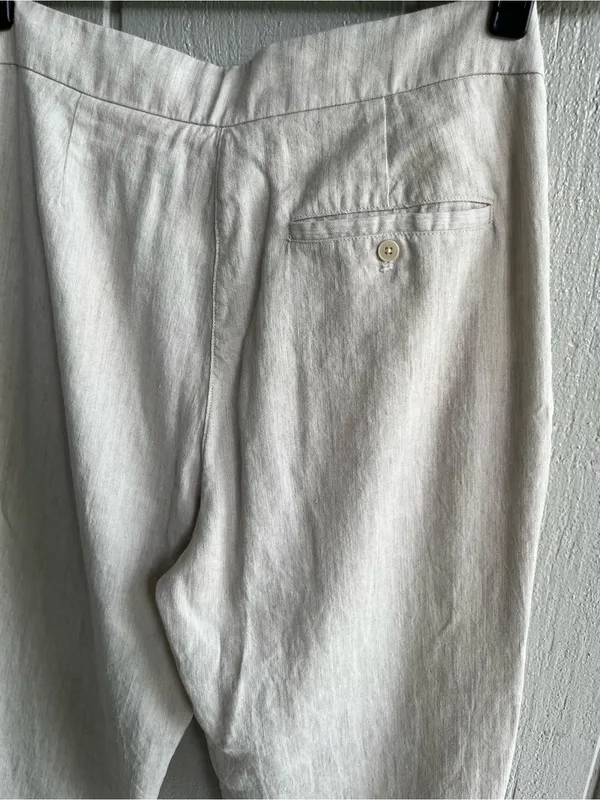 Aritzia Wilfred Linen Blend Cropped Trousers in Cream Size S - Image 9