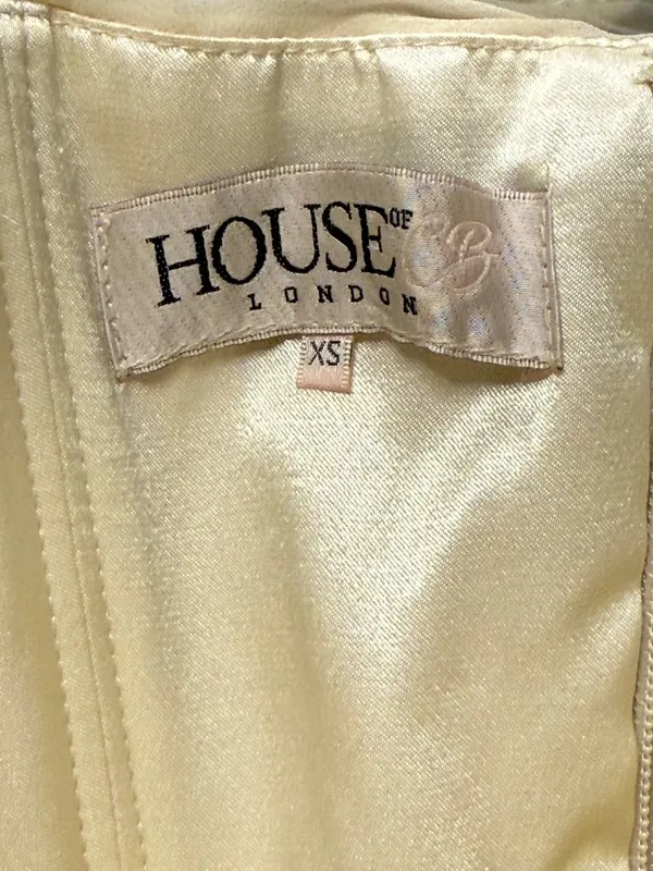 House of CB Carlotta Ruched Draped Chiffon Dress Womens XS Ivory Formal Cocktail - Image 15