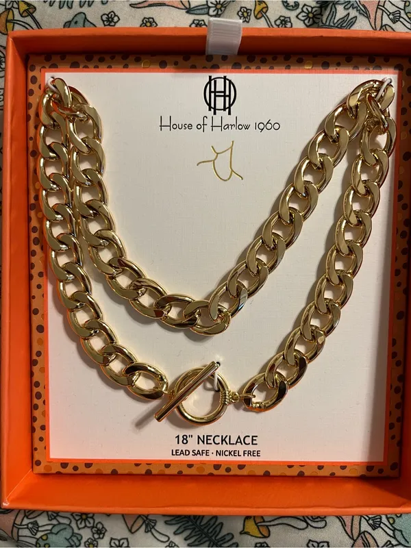 House of Harlow 1960 Gold Double-Row Chunky Chain Necklace - Image 3