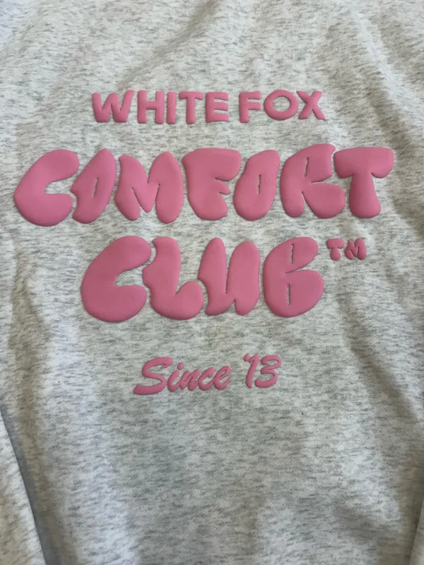 White Fox Grey Comfort Club Hoodie New - Image 4