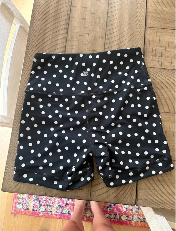 Max Studio Black & White Polka Dot Biker Shorts - Image 2