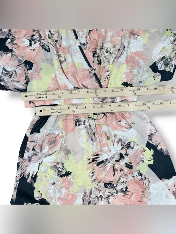 Bar III Floral Boho Faux Wrap Dolman Sleeve Maxi Dress Peach Black Multi XS - Image 10