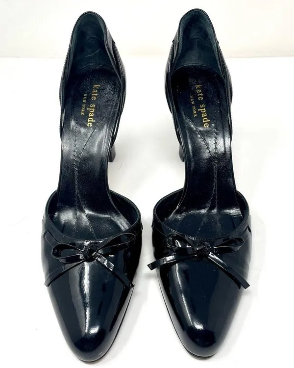 KATE SPADE black patent leather heels, made in Italy, size 8B - Image 2