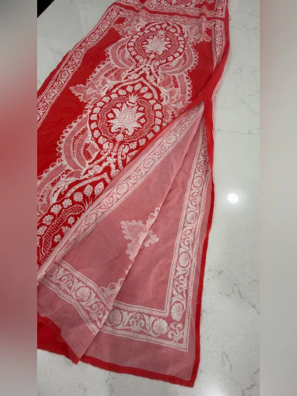 miami Coral Red Printed V-Neck Maxi Dress - Image 3
