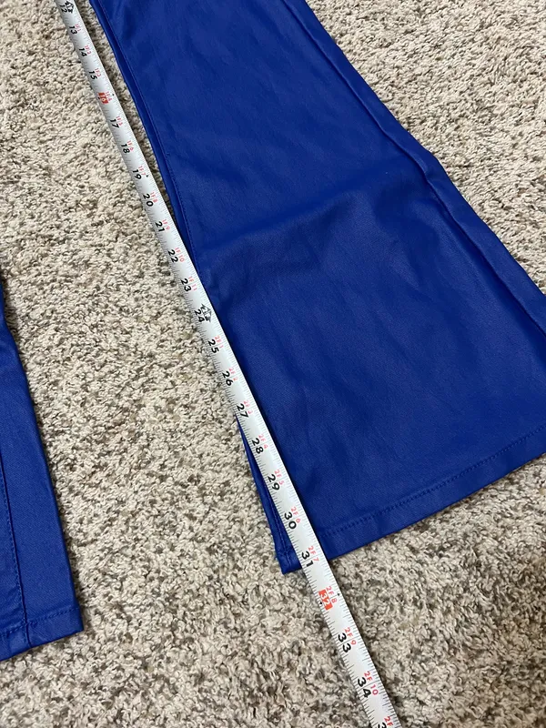NWT Edikted blue faux leather flare jeans - Image 6