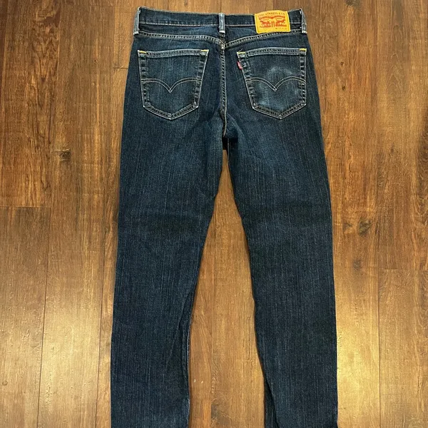 Levis 541 Vintage Womens Low Flare Blue Denim Stretch Jeans Raw Hem Sz 8 31 x 32 - Image 4