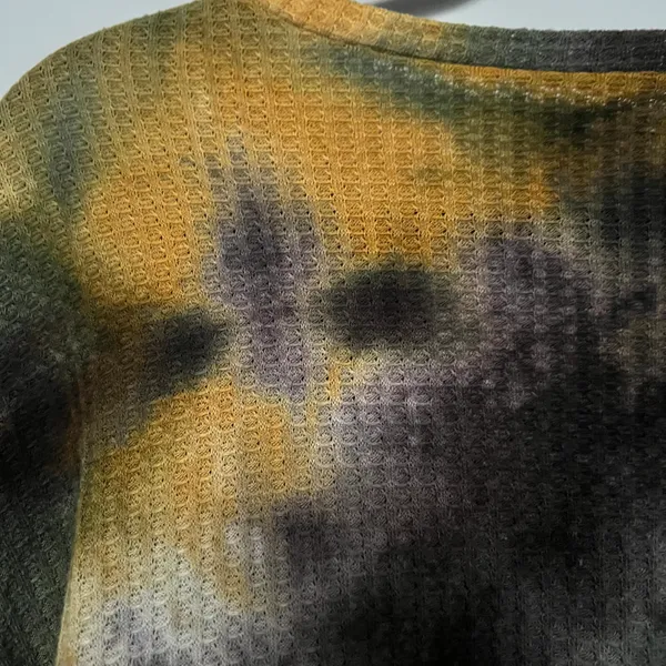 BiBi Black Yellow Green Tie Dye Waffle Knit Shirt - Image 8
