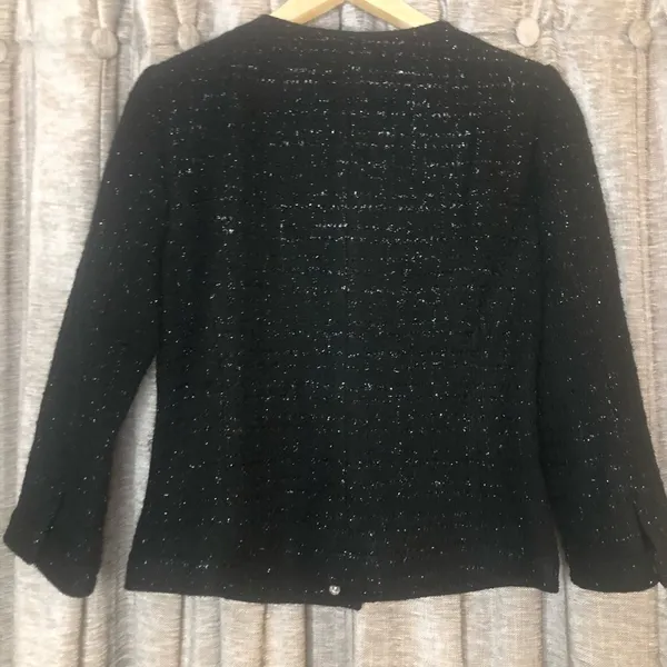 Laundry by Shelli Segal Black Metallic Tweed Blazer - Image 3