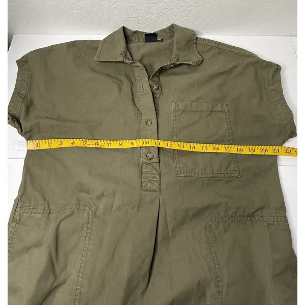 GAP Utility Popover Shirt Dress Women Sz Small Army Green Minimal Hipster Casual - Image 4