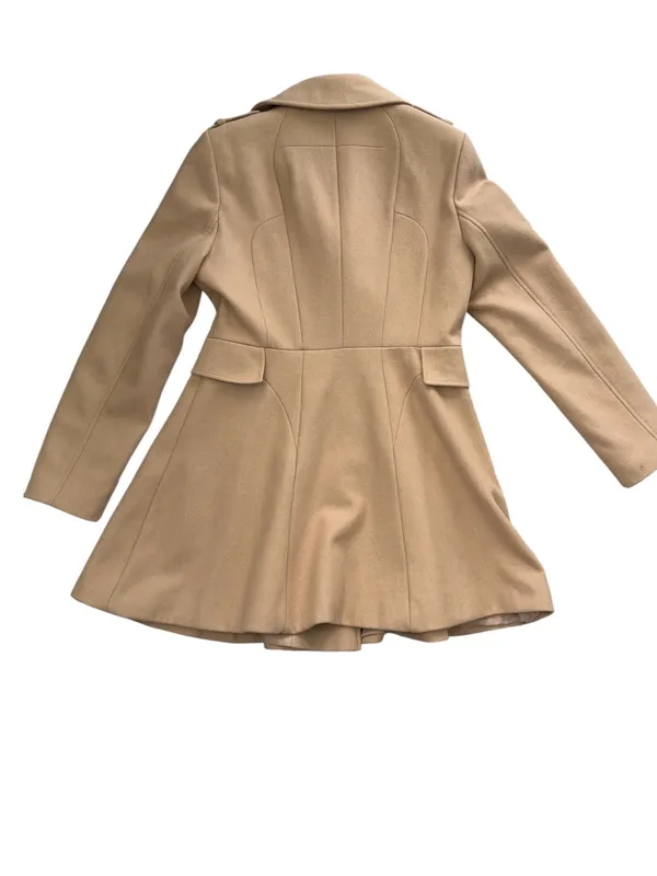 Victoria's Secret Wool Blend Pea Coat Beige Camel Size 8 Double Breasted Classic - Image 3