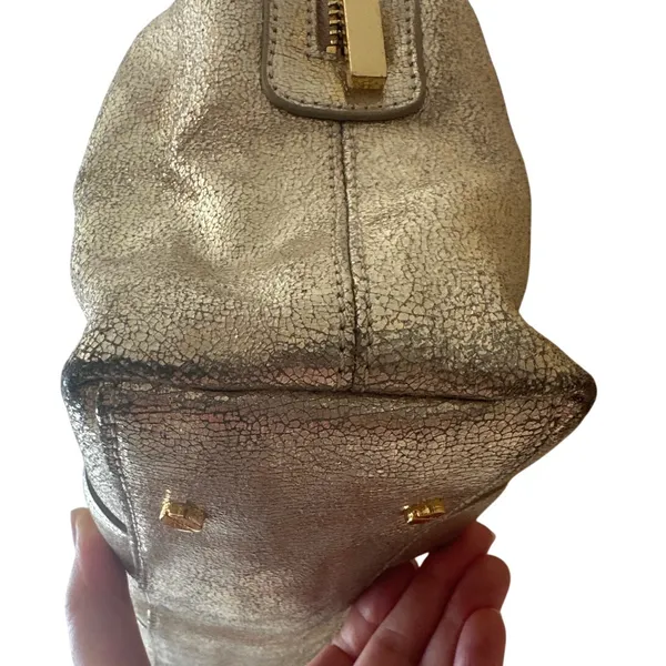 Tory Burch Nico Metallic East West Tote Silver‎ Distressed Leather - Image 4