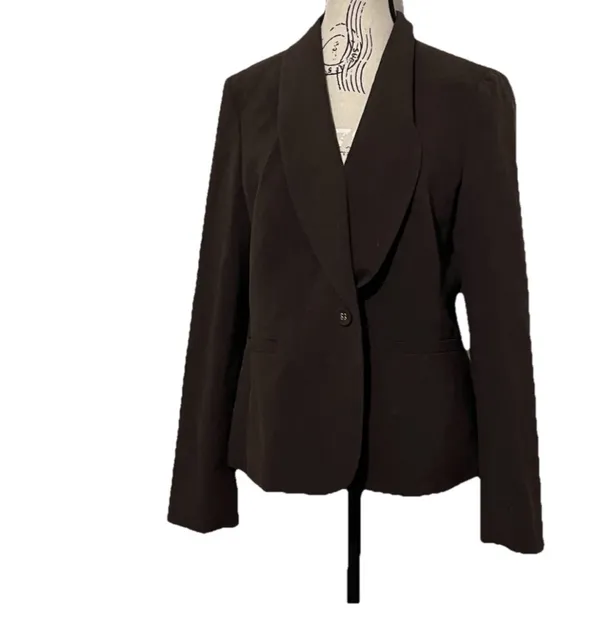 Nine West Womens Brown Single Button Blazer Jacket 12 Career Workwear Matte - Image 3
