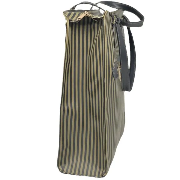 Ladies Large Tote Bag Purse ~ Khaki Green Tan & Black Stripe ~ Shopping HandBag - Image 5