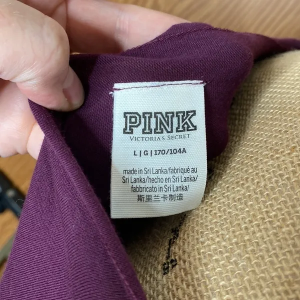 NWOT PINK Victoria’s Secret Maroon Tee Raw Edge Hem 100% Cotton Size Large - Image 7