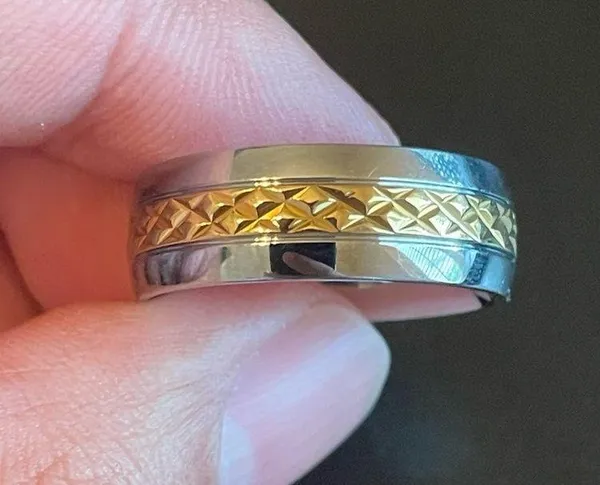 8mm gold center silver men ring - Image 8