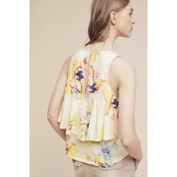 NWT!! Anthropologie MEADOW RUE Cantara Floral Knit Tiered Tank Top X-Small - Image 8