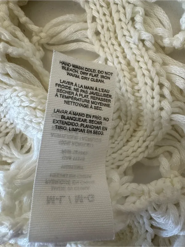 Garage Womens Crochet Top M/L White Fringe Boho Open Knit Festival Beach Hippie - Image 6