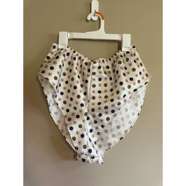 Vintage Teddy Silky Satin‎ Camisole and Tap Shorts Set Medallion Print Large - Image 4