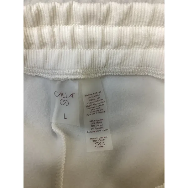 CALIA Womens Soft Scuba Fleece High Rise Jogger Pants White Large L Ankle Length - Image 6