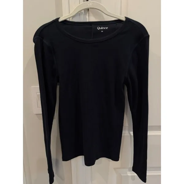 Quince NWOT XS Bundle SuperSoft Fleece Shorts & Organic Rib Long Sleeve Tee - Image 10
