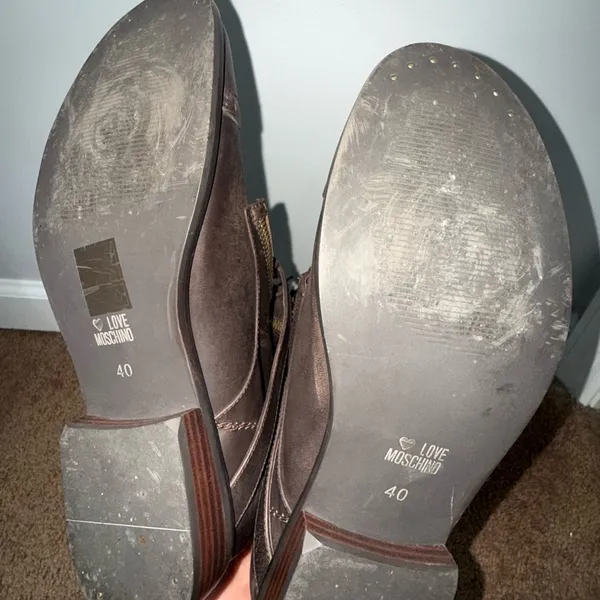 Love Moschino Brown Combat Boots Lace Up Euc Size 40 Us 9.5‎ - Image 7