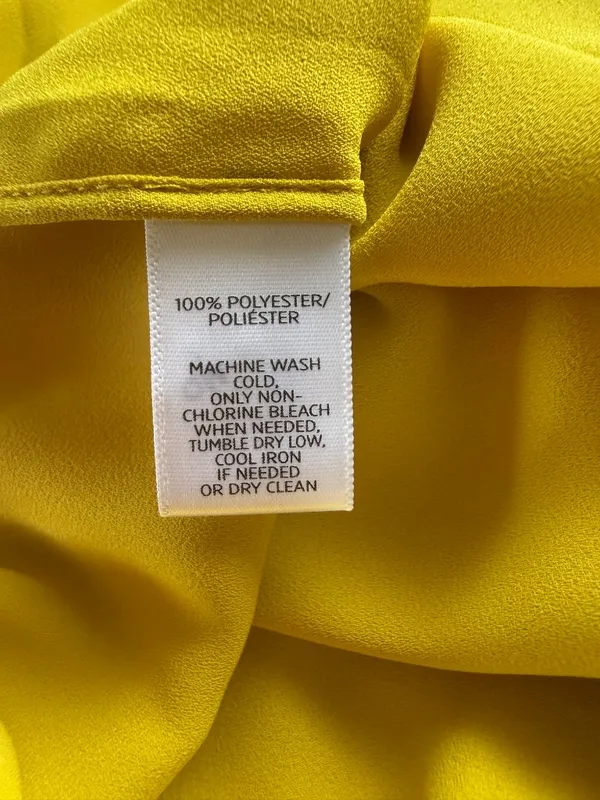 Loft women's short sleeve pullover blouse mustard yellow sheer size large - Image 8